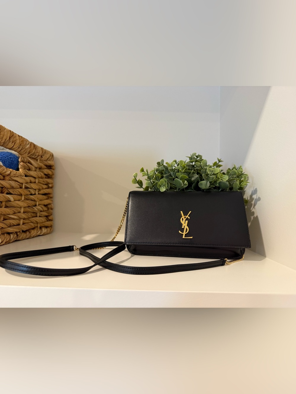 Yves Saint Laurent CASSANDRE PHONE HOLDER IN SMOOTH LEATHER